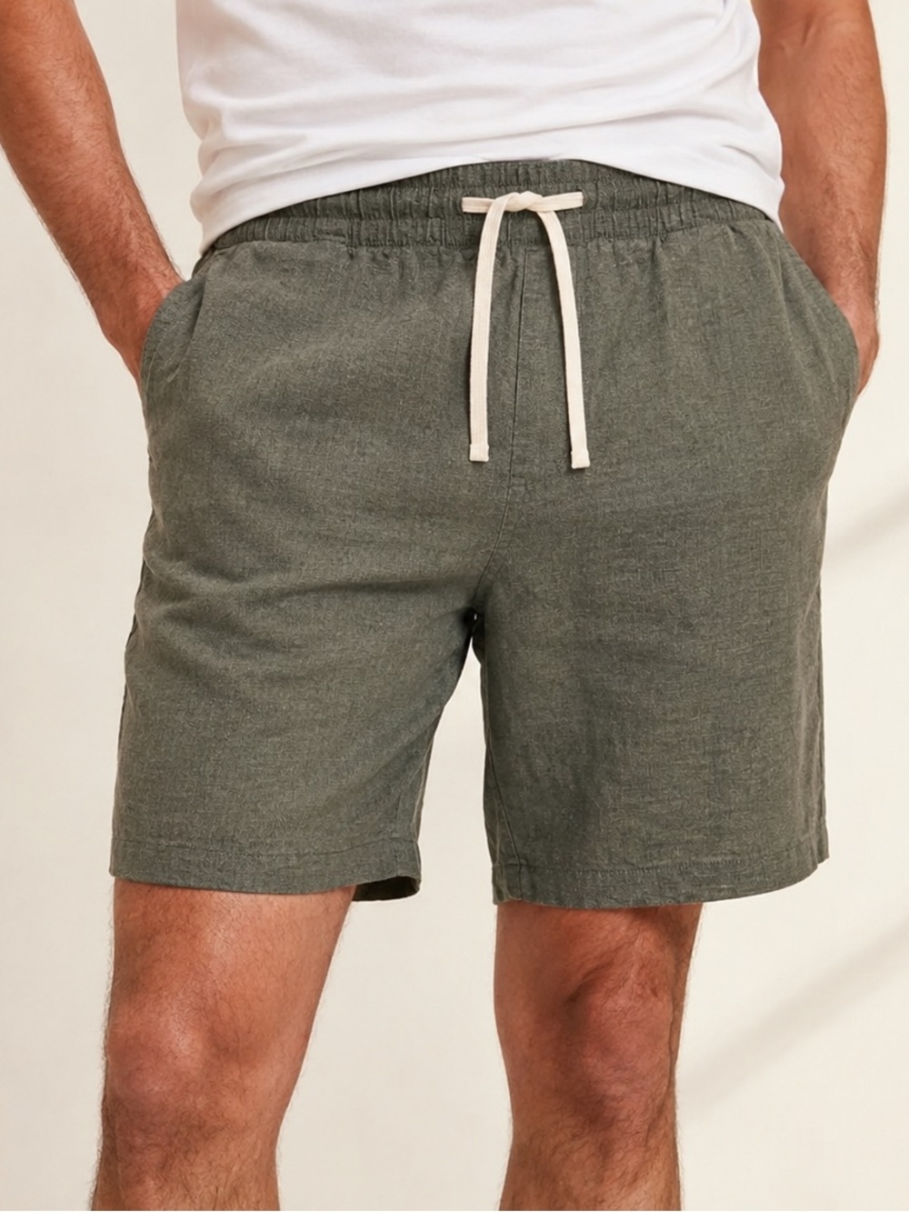 Banana Republic Easy Linen Blend Pull-On Shorts Olive Green Large